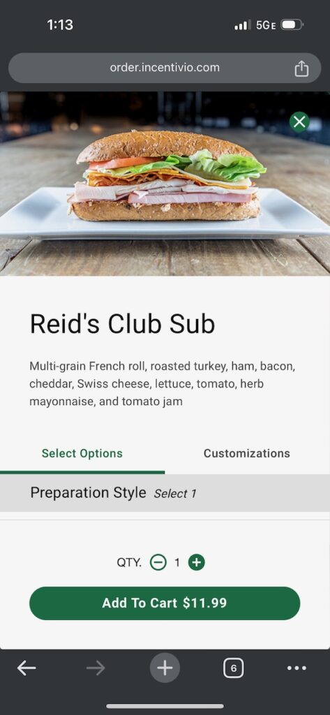 Sandwich on their website looked far superior to what I was served!